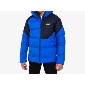 NEW SWIX focus down puffer hooded zip jacket in blue black